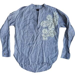 Lauren Ralph Lauren women’s size SP linen top embroidered logo black/white NWOT